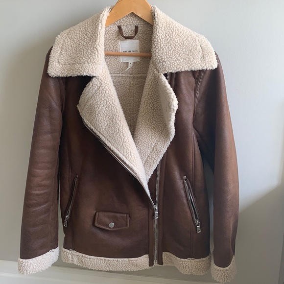Brown Sherpa Moto jacket - Picture 3 of 9